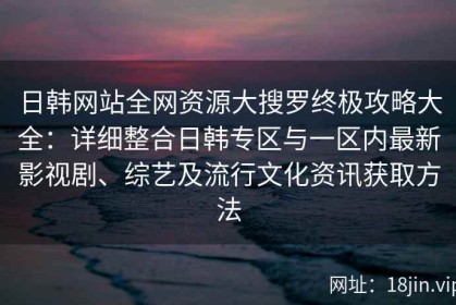 日韩网站全网资源大搜罗终极攻略大全：详细整合日韩专区与一区内最新影视剧、综艺及流行文化资讯获取方法