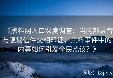 《黑料网入口深度调查：当内部录音与隐秘信件交相印证，黑料事件中的内幕如何引发全民热议？》