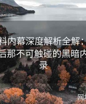 网红黑料内幕深度解析全解：揭秘明星跌落后那不可触碰的黑暗内幕全记录