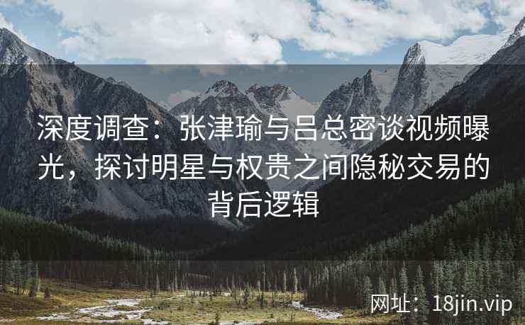 深度调查：张津瑜与吕总密谈视频曝光，探讨明星与权贵之间隐秘交易的背后逻辑