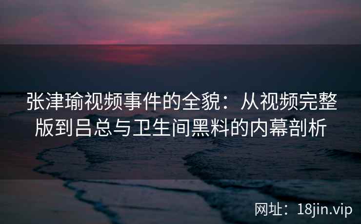 张津瑜视频事件的全貌：从视频完整版到吕总与卫生间黑料的内幕剖析