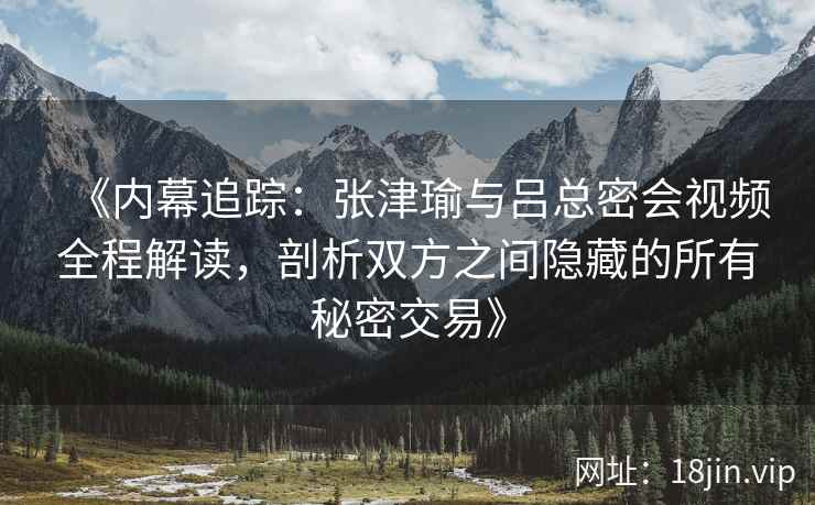 《内幕追踪：张津瑜与吕总密会视频全程解读，剖析双方之间隐藏的所有秘密交易》
